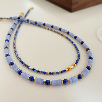 ins new retro lapis lazuli color beaded clavicle chain (versatile and high-end, simple and fashionable)