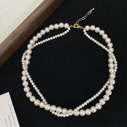 Retro double-layered wrapped beaded stacking necklace (fashionable, versatile and light luxury)