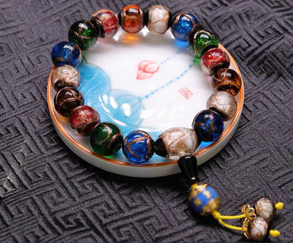 Five-color fragrant ash glazed bracelet (ancient Chinese method with many treasures, good luck and good luck)