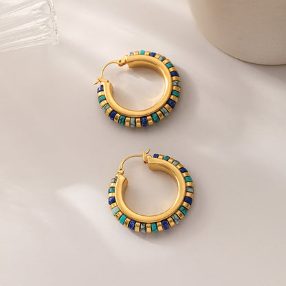 Handmade beaded turquoise luxury earrings