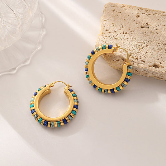 Handmade beaded turquoise luxury earrings