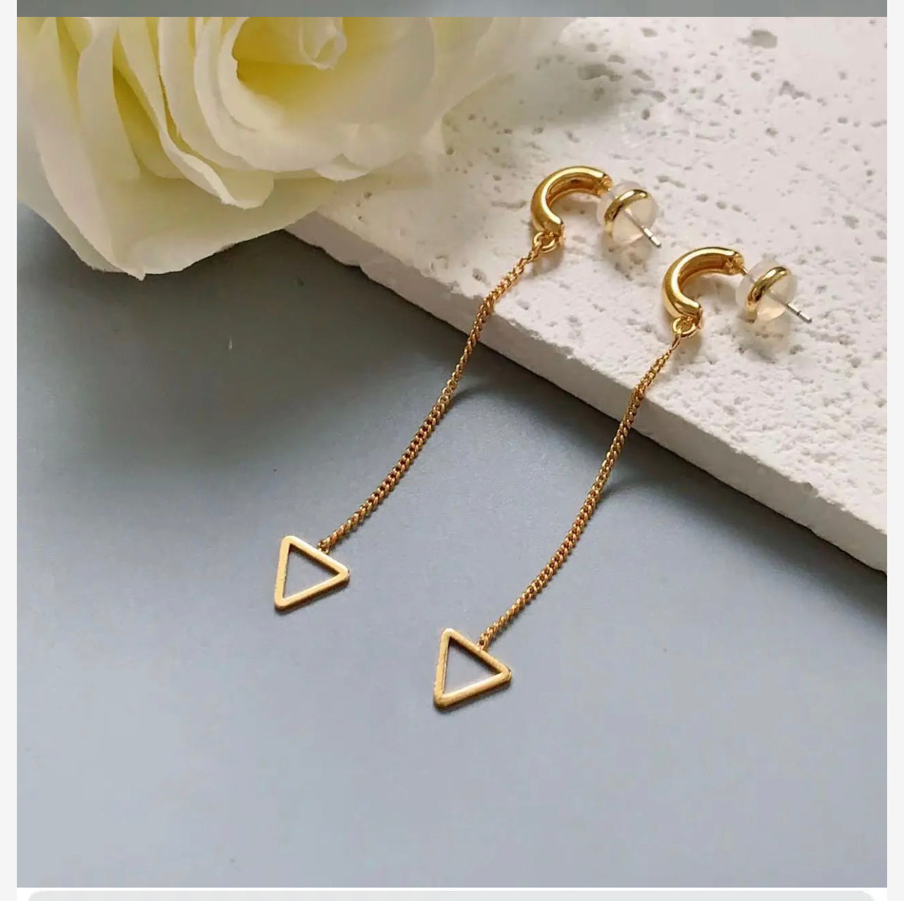 Simple and elegant semi-circle small triangle earrings