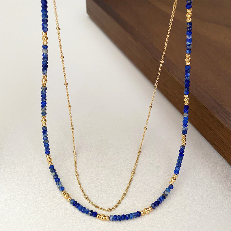 Original New Vintage Lapis Lazuli Beaded Collarbone Necklace