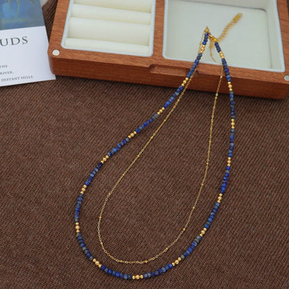 Original New Vintage Lapis Lazuli Beaded Collarbone Necklace