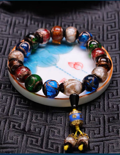 Five-color fragrant ash glazed bracelet (ancient Chinese method with many treasures, good luck and good luck)