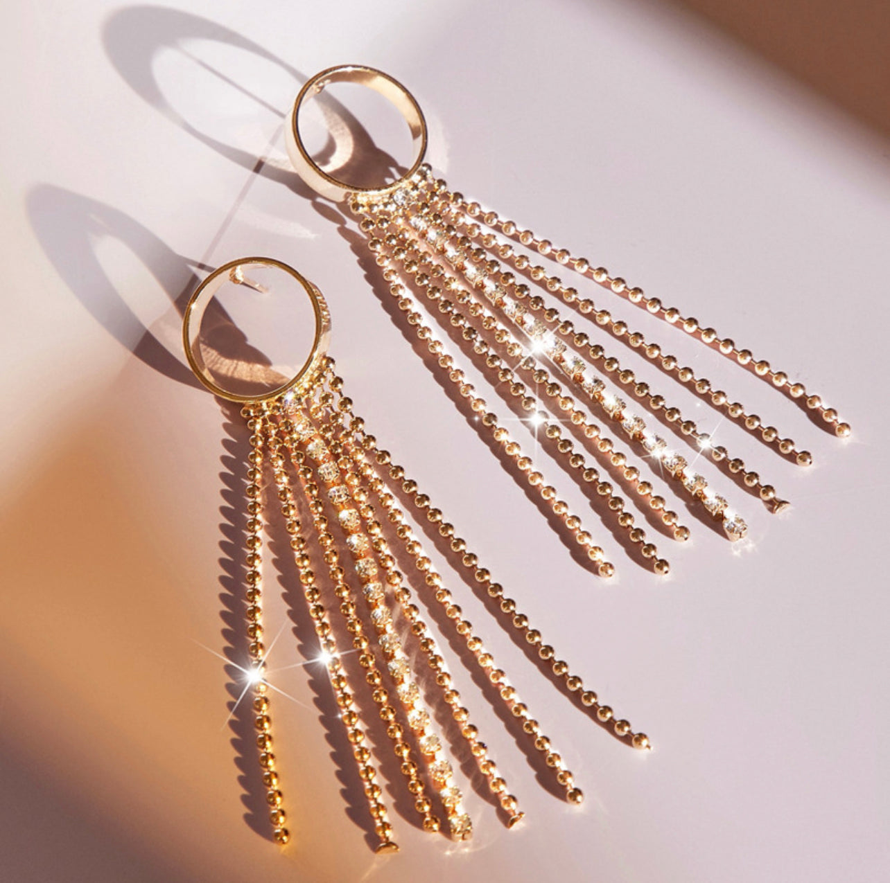 Retro circle tassel long earrings (noble, elegant)