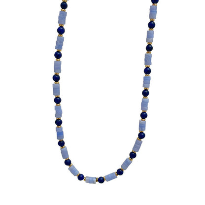 ins new retro lapis lazuli color beaded clavicle chain (versatile and high-end, simple and fashionable)