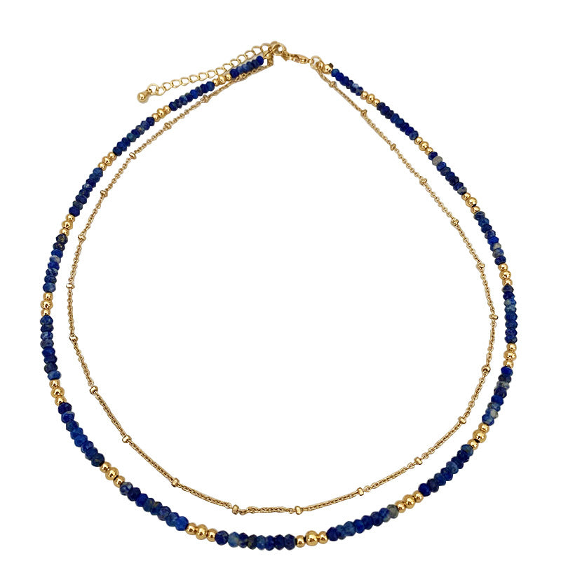 Original New Vintage Lapis Lazuli Beaded Collarbone Necklace