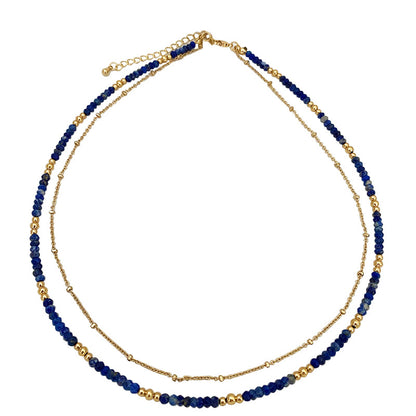 Original New Vintage Lapis Lazuli Beaded Collarbone Necklace