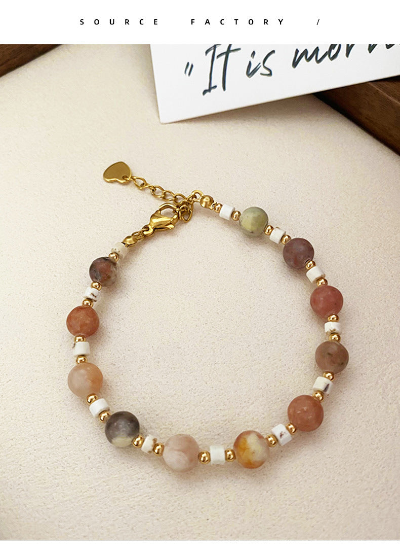 Resort style retro dopamine natural stone bracelet for women (Versatile, niche, fashionable and simple)